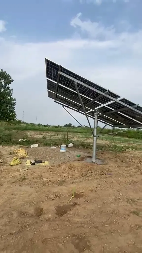 Pole-mounted solar array standing in a field in Punjab