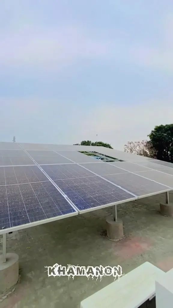 Large solar panel canopy covering an open area